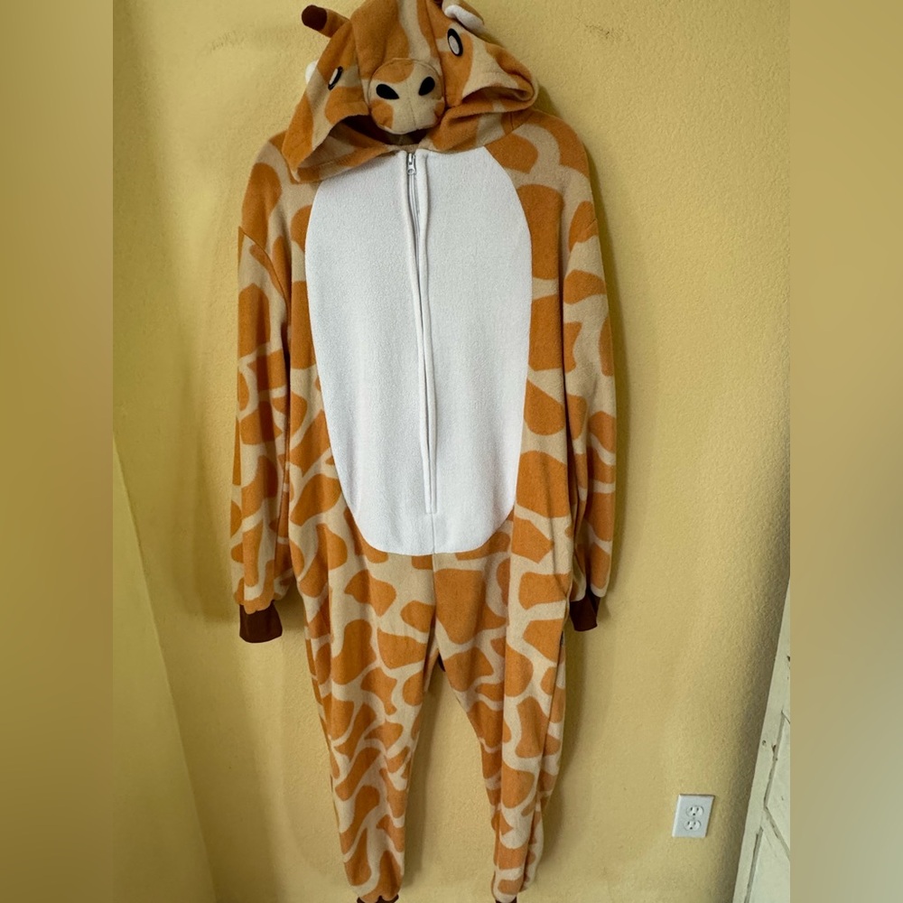 Funziez Giraffe Zip Up Onesie with Pockets Halloween Costume Size Small